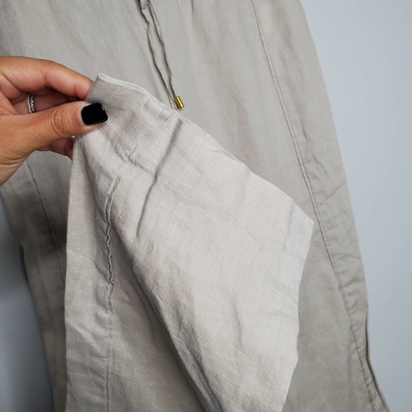 ELLEN TRACY Cream 100% Linen Drawstring Jogger Pants Sz Medium M - Picture 3 of 7